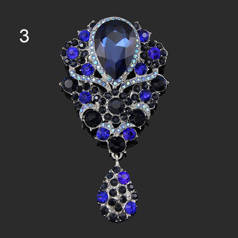 Extra Large Brooch Bouquet Supplies Crystal Rhinestone Drop Brooch Wedding Gift Bouquet Silver DIY Cake Embellishment AE108
