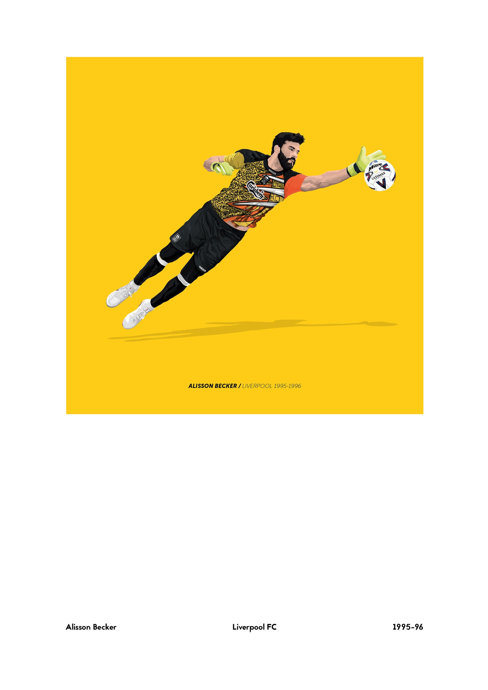 Alisson Becker 1995-96 Goalkeeper Kit A3 Poster: 297mmx420mm | Etsy UK