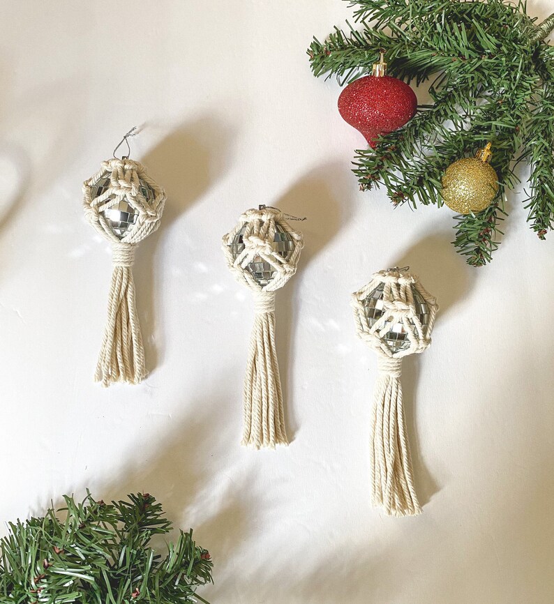 Disco Ball Ornaments Macrame Disco Ball Ornaments Christmas Etsy