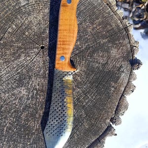 Nussmuck design full tang 1095 carbon steel curly maple handles