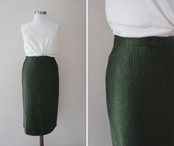 fitted green pencil skirt