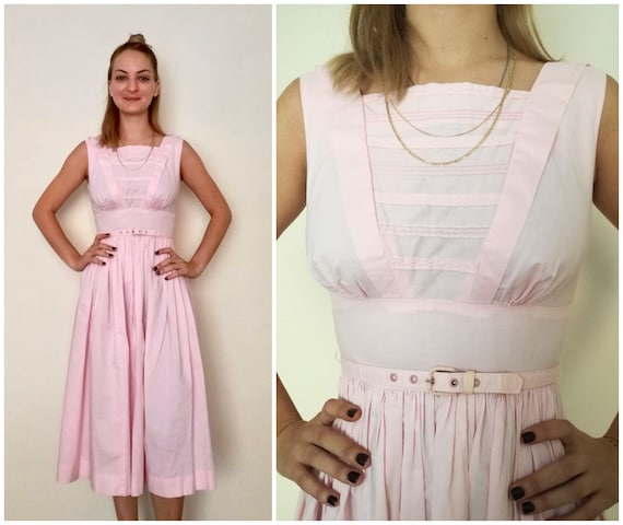 XS Cotton Betty Barclay Vintage Dress / Pink Midi