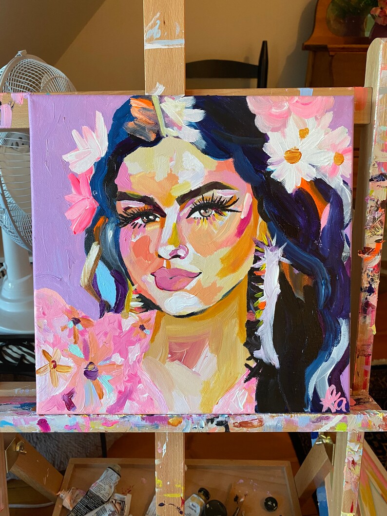 Selena Gomez 12x12 acrylic canvas