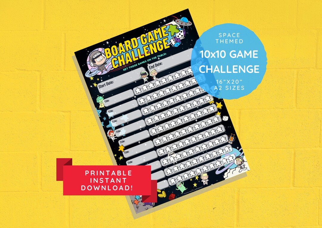 Board Game Challenge 10x10 Challenge Tracker Out in Space Etsy
