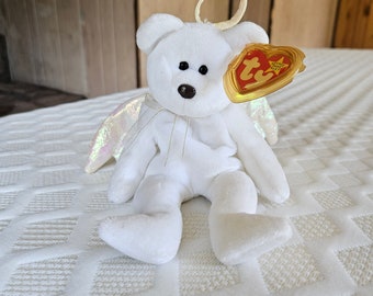 Rare 1st Edition Halo TY Beanie Baby with multiple errors. Brown nose, tush tag error, poem errors,  iridescent wings, and more