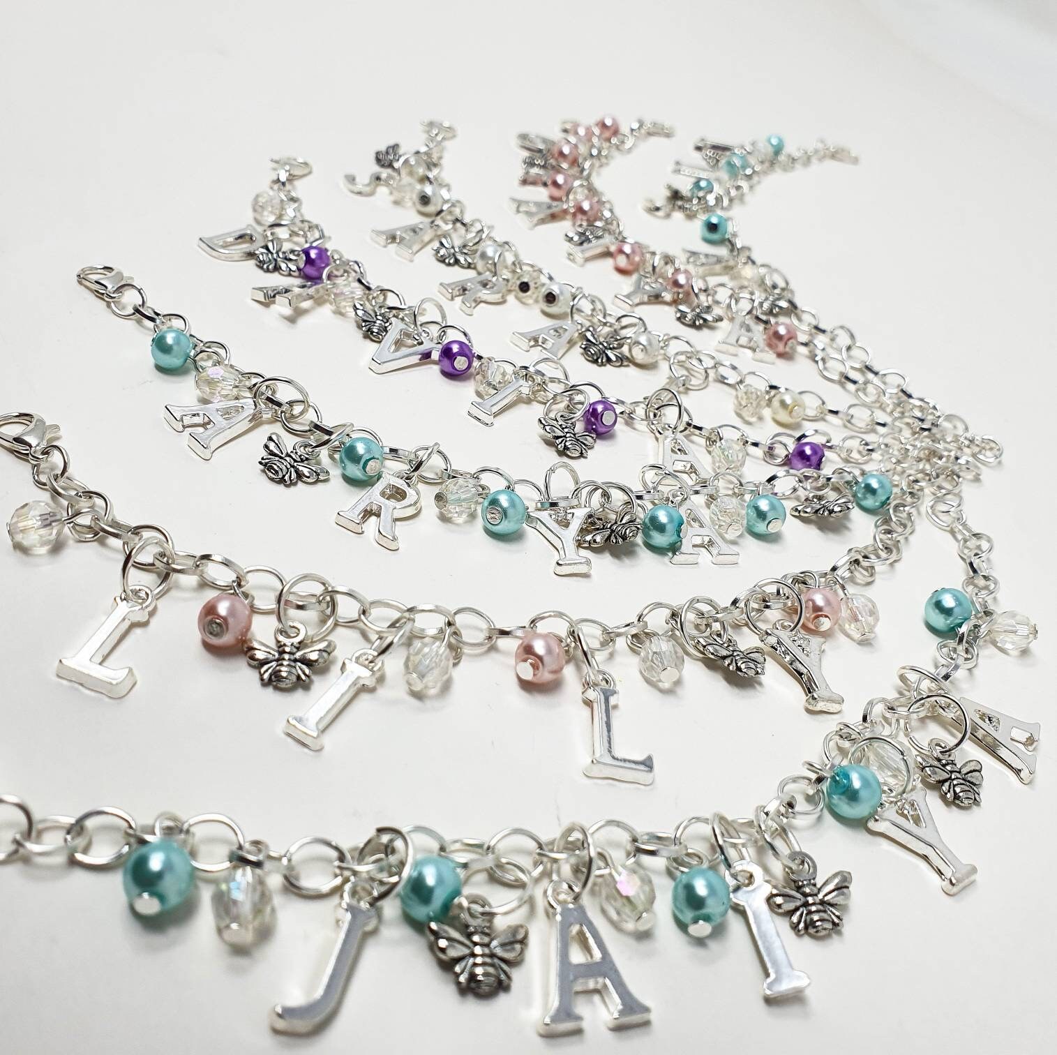 Personalised Girls Name Charm Bracelet Etsy.de