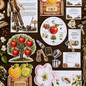 Johnny Appleseed Unit Study | Homeschool History Printable | Apple Life Cycle | Frontier Life | Reading Activities