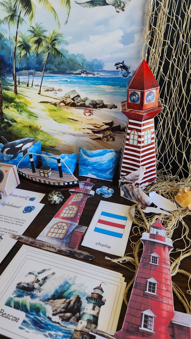 Lighthouse Printable Activity Pack: 3D Paper Crafts, Homeschool Unit ...