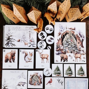 Hiver, Étude de l'unité d'hiver, Images Montessori, Animaux de l'hiver, Images imprimables, Activités pour l'école à la maison, Calendrier de l'avent, Traces d'animaux