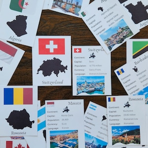 Länder der Welt, Faktenkarten, Länder der Welt, Homeschool-Aktivitäten, Geographie-Aktivitäten, Kontinente-Aktivitäten