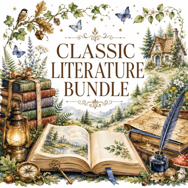 Classic Literature Novel Study Bundle: Reading Comprehension, Homeschool Printable (PDF Pack)