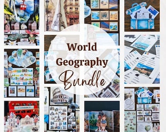 World Geography Mega Bundle: Homeschool Printable Activities (Ages 6-12)