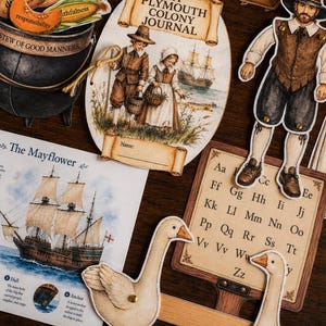 Pilgrims, Mayflower & First Thanksgiving Unit Study | Hands-On Colonial America History Activities | Homeschool Printable image 2