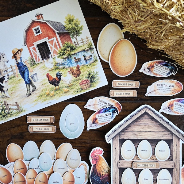 Farm Grammar: Hands-On Nouns Printable Pack for Elementary Kids