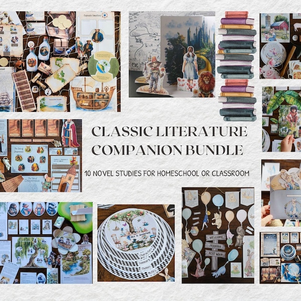 Classic Literature Novel Study Bundle: Reading Comprehension, Homeschool Printable (PDF Pack)