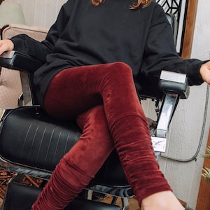 Velvet Ruched Leggings - Velvet Leggings - Warm Cozy Leggings