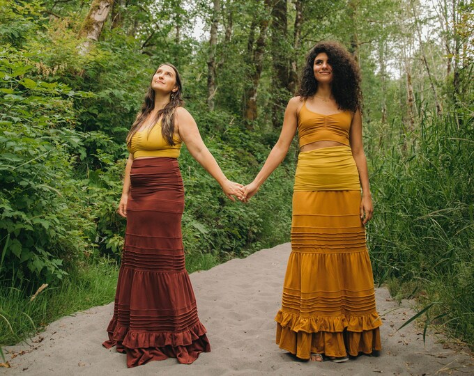 Nirvana Skirt Organic Cotton Layered Skirt With Convertible Etsy