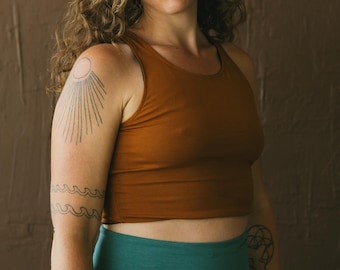 Racer Back Vinyasa Top - Reversible Crop top with high neckline
