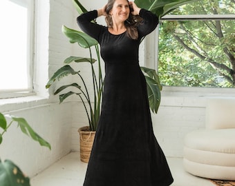 Velvet Isabella Dress - Organic Cotton Velvet Maxi Dress - empire waist maxi dress