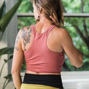 Racer Back Vinyasa Top - Reversible Crop top with high neckline