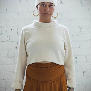 Acacia Crop Top - High Neck Crop Top Made from 100% Organic Cotton Knit Corduroy