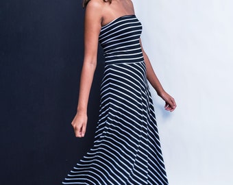 Cebra Skirt - Black and White Stripped Freedom Skirt - Convertible Maxi Skirt/Dress