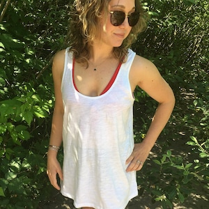 Rio tank top - organic cotton slub loose tank top- long cotton tank top