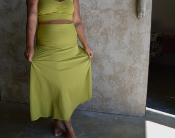 Freedom skirt - organic cotton maxi skirt - convertible maxi skirt/dress - roll over waist skirt or dress combo