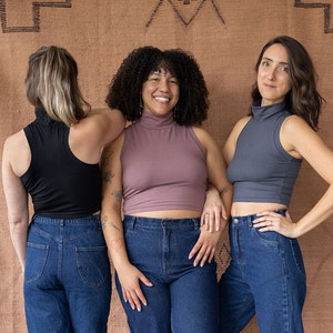 Sundara High Neck Crop Top - organic cotton racerback crop top with a turtleneck
