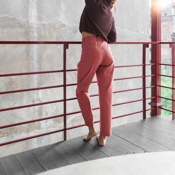 Twill Pants - High waisted cotton pants with pockets - comfortable trousers