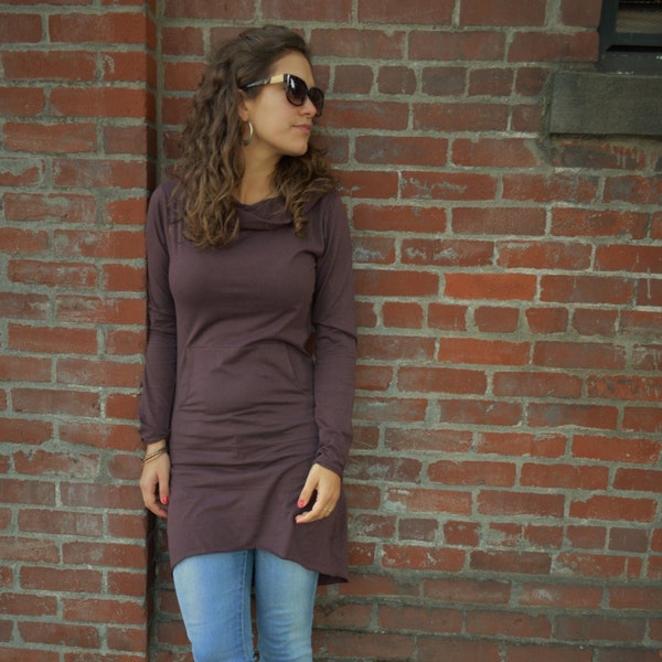 Nomad dress -*new colors*  hooded cowl dress with pocket- made from 100% organic cotton jersey