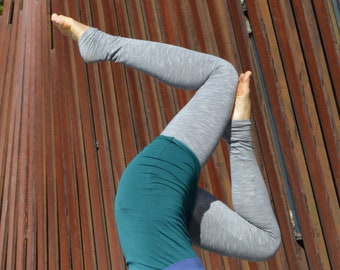 Yoga leggings -heather organic cotton leggings - two tone leggings