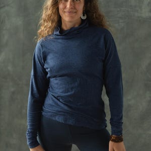 Organic Cotton turtleneck - High neck soft long sleeve - winter layer Heather Sky