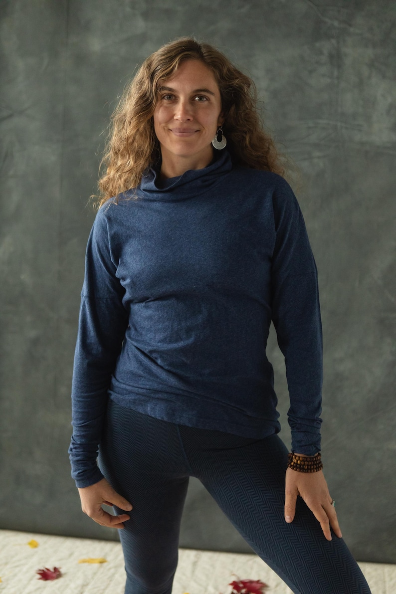 Organic Cotton turtleneck - High neck soft long sleeve - winter layer Heather Sky
