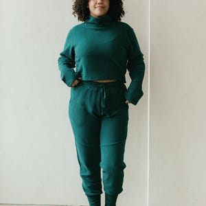 Acacia Top -Organic Cotton Knit Corduroy Top - High Neck crop sweater with texture image 7