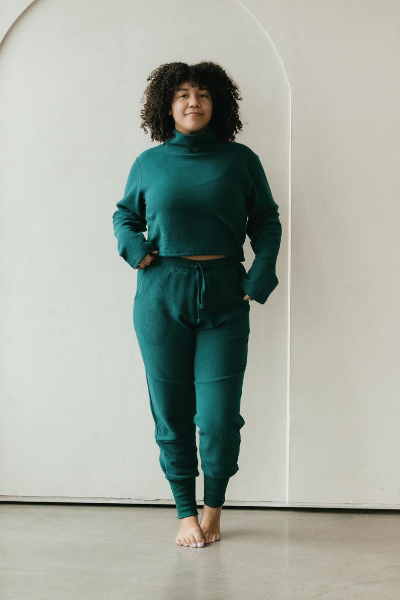 Acacia Top -Organic Cotton Knit Corduroy Top - High Neck crop sweater with texture image 7