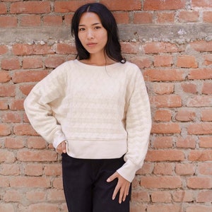 Diamond Dolman Sweater organic cotton relaxed sweater with diamond knit image 4