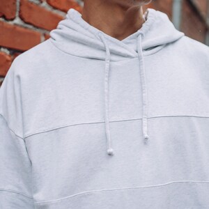 Glacial Hoodie white hooded sweatshirt with pockets organic cotton fluffy frost hoodie image 2
