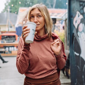 Organic Cotton turtleneck - High neck soft long sleeve - winter layer Heather Sunset