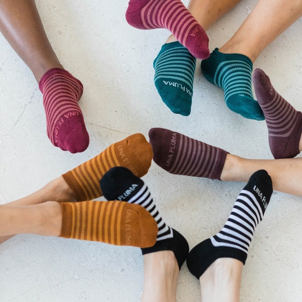 Organic Cotton Ankle Socks - 5 pack of striped organic cotton ankle socks