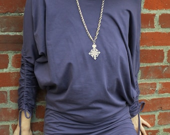 Circle long Sleeve Top  - new spring colors! - ruched sleeve top - organic cotton tunic -