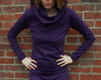 Nomad dress -*new colors*  hooded cowl dress with pocket- made from 100% organic cotton jersey