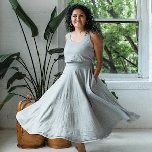 Heather Twirl Skirt with Pockets Lightweight Organic Cotton Skirt Flowy circle skirt image 2