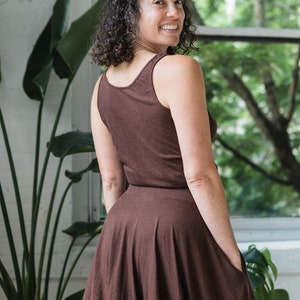 Heather Twirl Skirt with Pockets Lightweight Organic Cotton Skirt Flowy circle skirt image 9