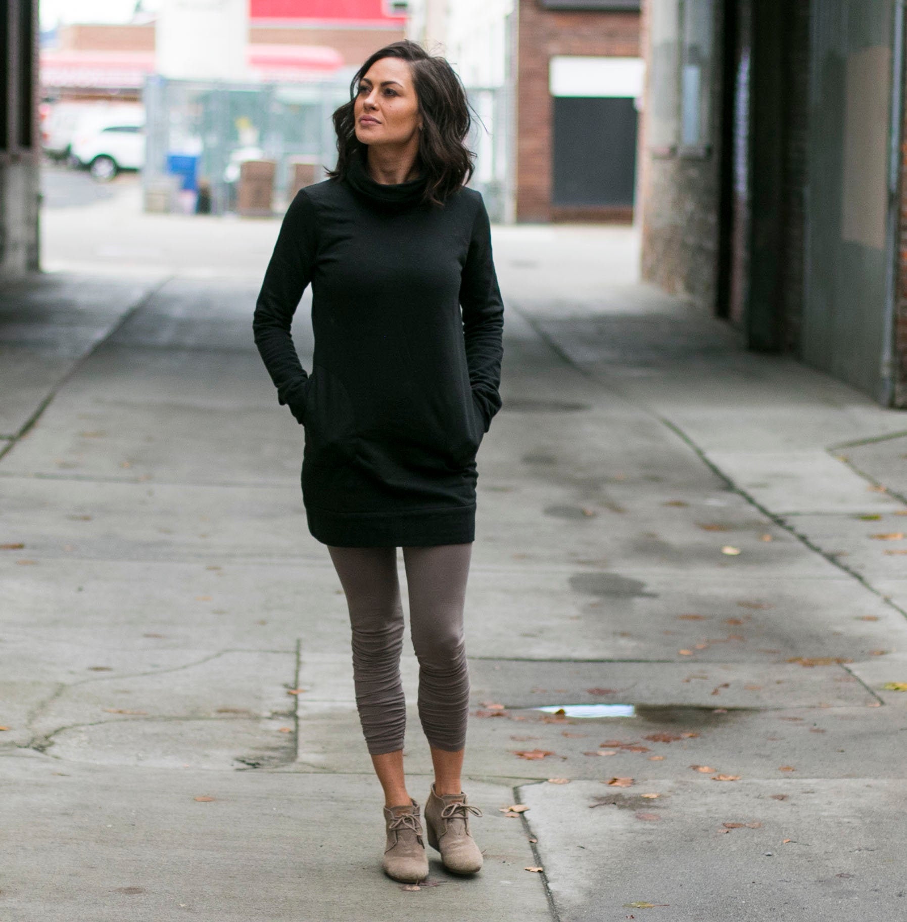 Maya Dress Turtleneck Organic Cotton Fleece Tunic Dress With - Etsy
