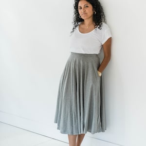 Heather Twirl Skirt with Pockets Lightweight Organic Cotton Skirt Flowy circle skirt image 7