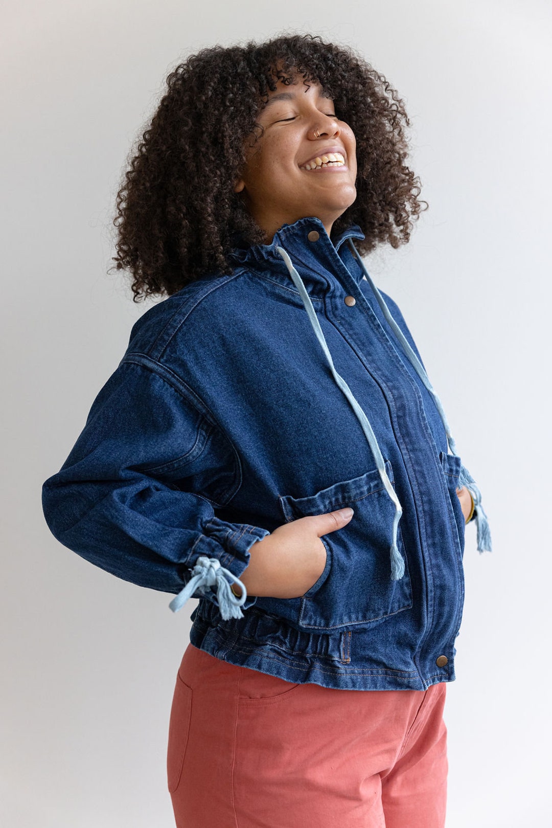 Organic Cotton Indigo Denim Jacket: Stonewashed Bomber With
