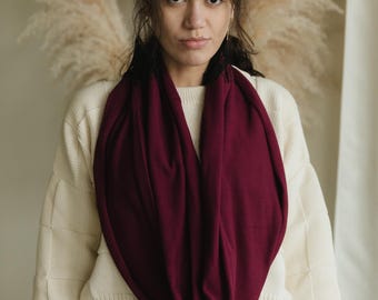 Infinity Scarf - organic cotton knit muffler - natural fiber soft neck warmer