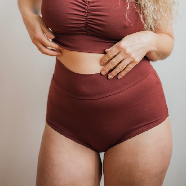 Talla L - Ropa interior de cintura alta súper suave de algodón orgánico