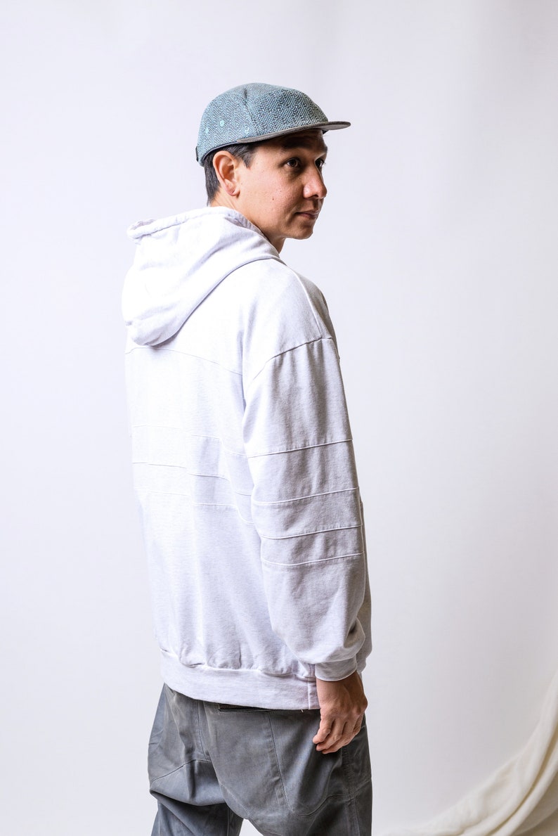 Glacial Hoodie white hooded sweatshirt with pockets organic cotton fluffy frost hoodie image 7